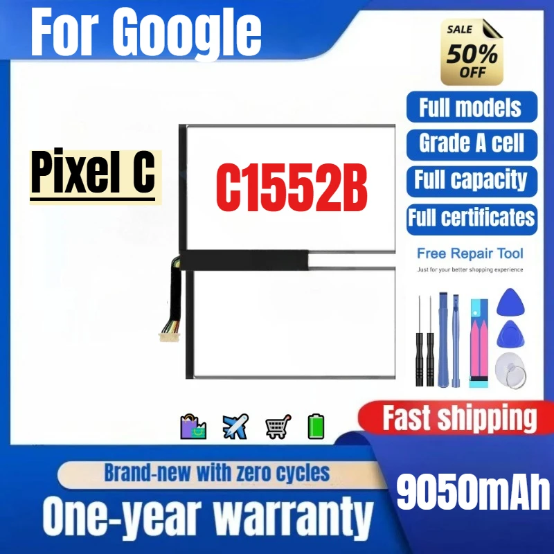 

C1552B for Google Pixel C Tablet Battery 0 Cycle High Quality High Capacity Battery Replacement Bateria Grade A Cell with Tools