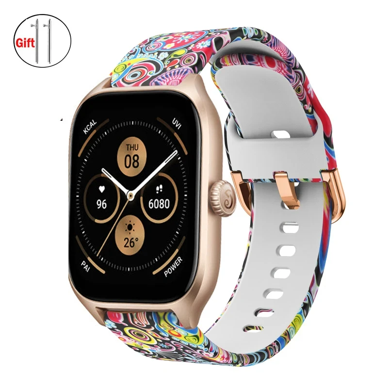 Silicone band For Amazfit GTS/4/3/2/2e/Mini/GTR 4/3/Pro/2/2e 42mm/47mm stratos 2/3 printing Bracelet Amazfit bip 20mm 22mm Strap