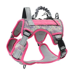 Military Dog Harness for Large Medium Dogs, Pink Harness, Adjustable Pet, German Shepherd, Tactical Training Vest