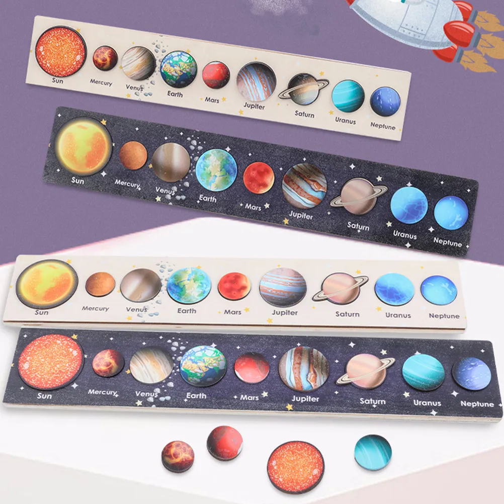 1 Juego de rompecabezas del sistema solar, rompecabezas educativo de madera para combinar planetas, que fomenta la creatividad y el aprendizaje temprano para niños
