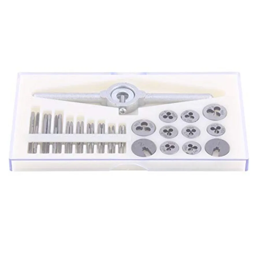30Pcs/Set Metric Tap Dies Set Screw Threading Tapping Hand Tools Kit with Adjustable Wrench M1 M1.1 M1.2 M1.4 M1.6 M1.8 M2.0 M2