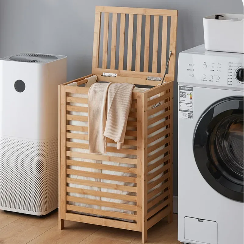 

Bathroom Dirty Laundry Storage Rack Nordic Detachable Dirty Basket Moisture-Proof Bamboo Storage Basket Large Capacity