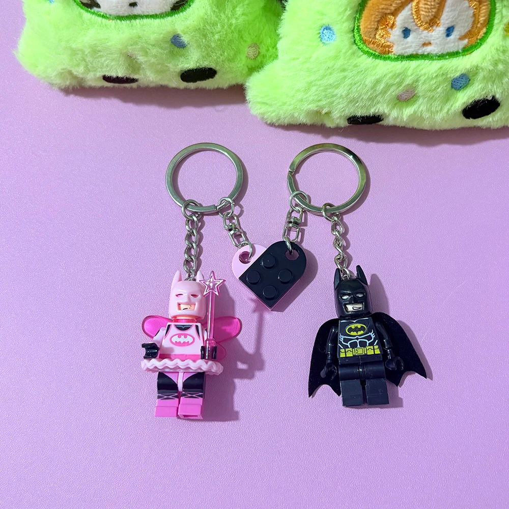 2 PCS Handmade 3D Enchanted Pink Fairy And Gothic Bat Magnetic Keychains Charm Pendant for Backpack Couple Gift Cosplay Props