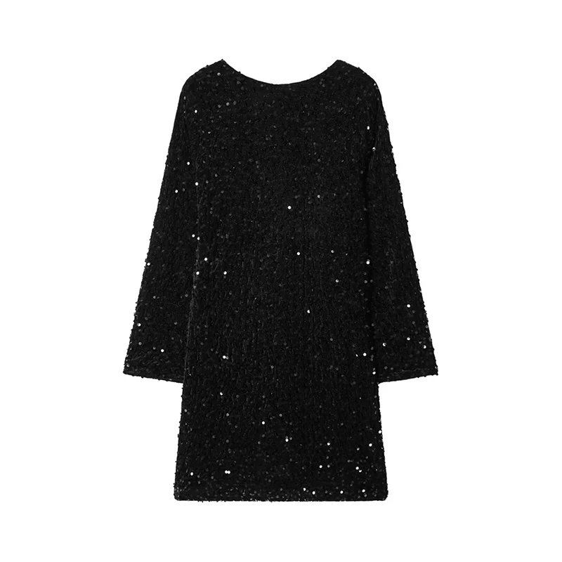 Abito da festa da ballo da donna Primavera 2026 Nuova moda Paillettes Abito elegante da donna a maniche lunghe Chic per il tempo libero Vacanza Abiti per giovani