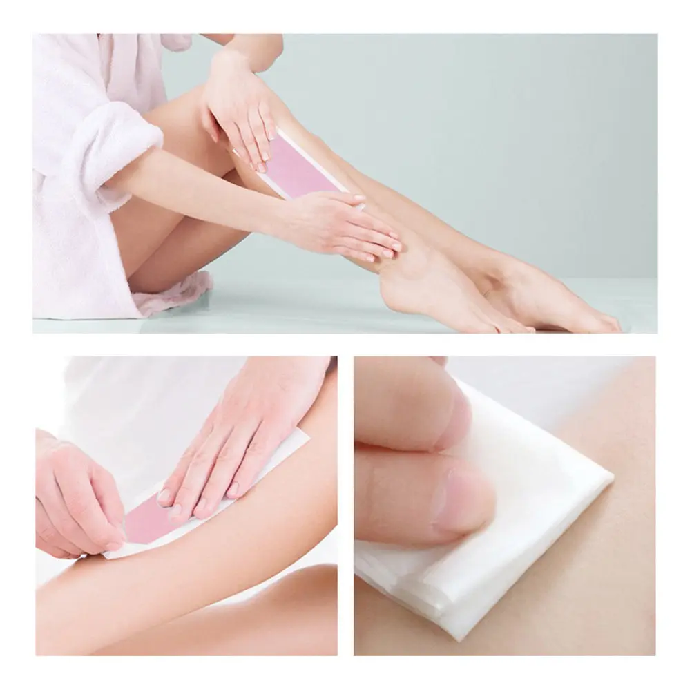 

10Pcs Eco-Friendly Skin-Friendly Hair Rmoval Wax Strip Double Sided for Underarms Bikini Leg Body Pink Depilatory Strips