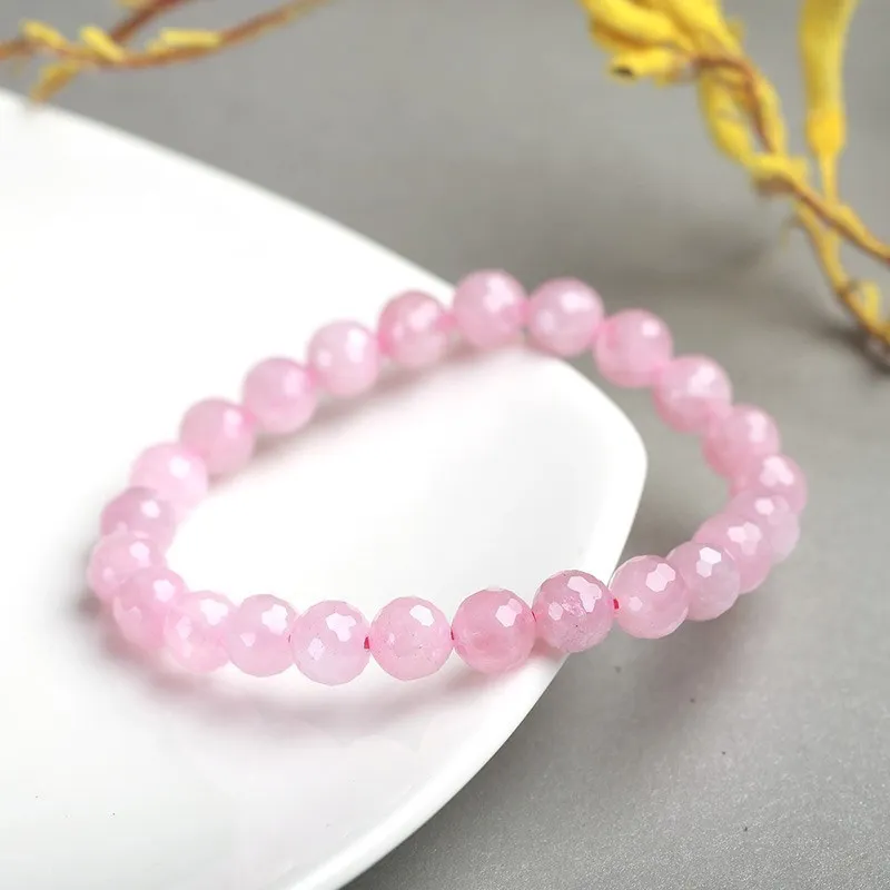 JD 5A Madagascar Natural Rose Quartz Bead Bracelet Women Girls Fashion Stone Handmade Strength Yoga Healing Energy Jewelry Gift