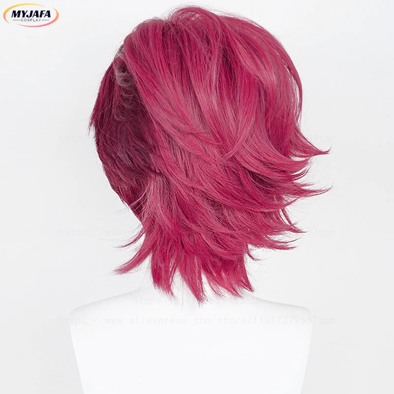 High Quality Game LOL Arcane Vi Cosplay Wig VI Deep Rose 30cm Short Heat Resistant Synthetic Hair Role Play Anime Wigs + Wig Cap