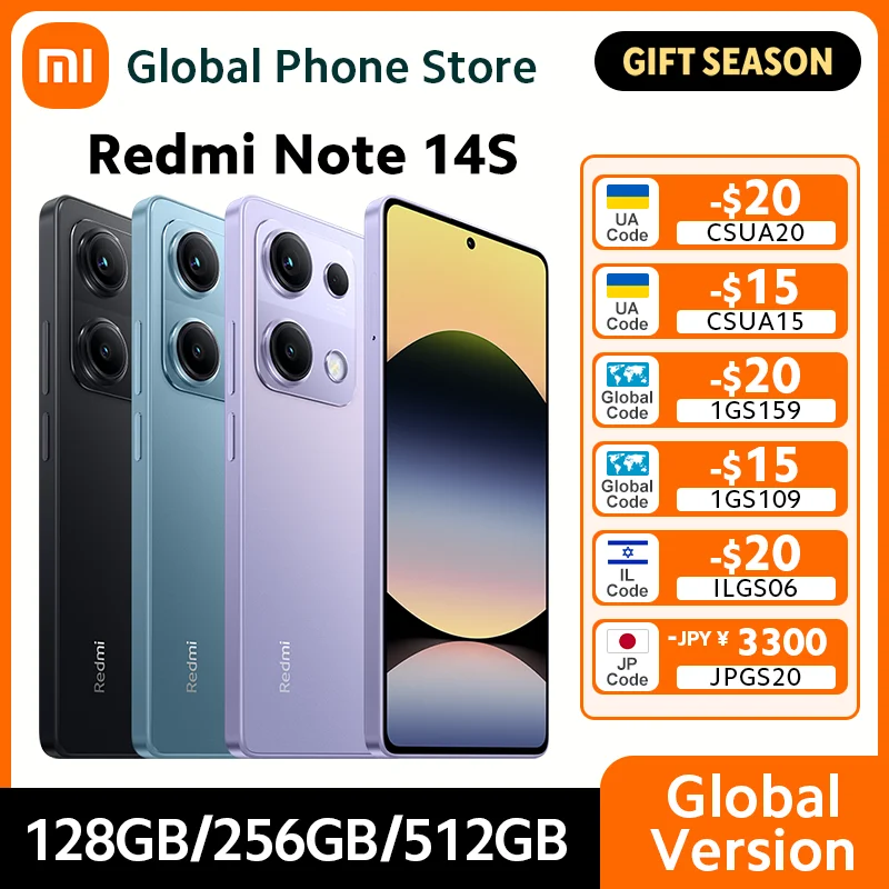 هاتف ذكي Xiaomi Redmi Note 14S الجديد الإصدار العالمي 120 هرتز 6.67 بوصة شاشة AMOLED MTK Helio G99 200MP 67 واط Hyper Charge 5000 مللي أمبير في الساعة #1