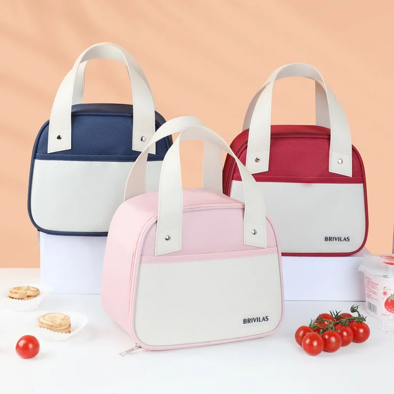 New simple color matching lunch bag large-capacity fresh-keeping ice bag office workers bring rice lunch bag thermal insulation