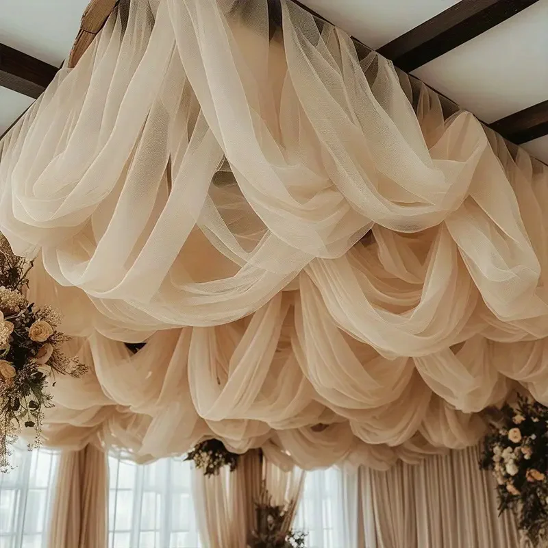 50 Meter Hochzeitsdekoration Tüllrolle Kristall-Organza Transparenter Stoff für Geburtstagsfeier-Hintergrund Hochzeitsstuhl-Bänder Deko-Garn – Detail 23