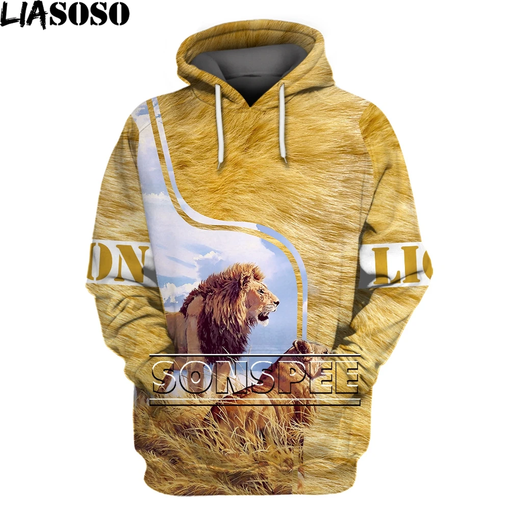 

LIASOSO 2021 New Animal Hoodie 3D Lion Sweater Men's / Women's Hooded Autumn and Winter Jacket Men's Funny Jacket Streetwear