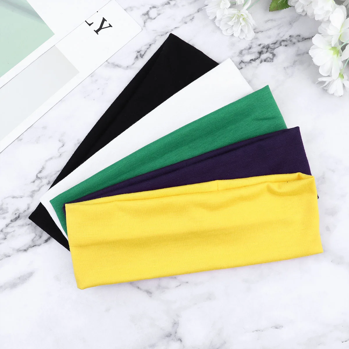 

5pcs Sports Headband For Women Wide Stretchy Sweat-Absorbent Breathable Hair Band Yoga Running Exercise Hair Accessory