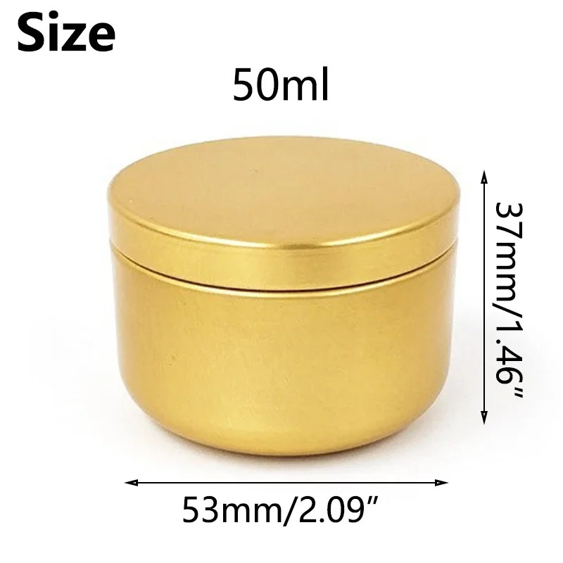 100Pcs 50ml Round Aluminum Candle Jars Travel Portable Empty Tea Tin Pot Colorful Refillable BB Cream Sealed Storage Containers