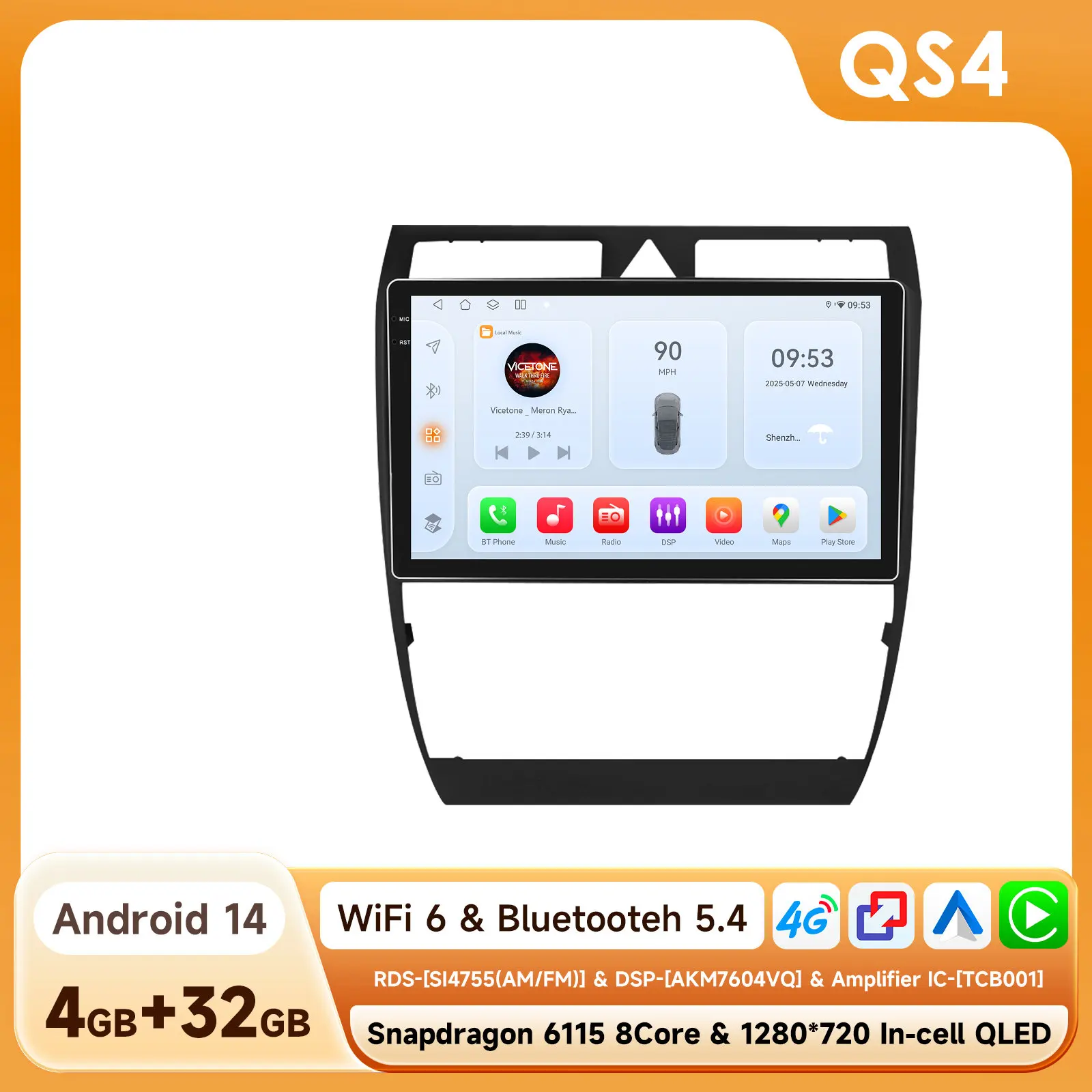 Hizpo 8G 128G Autoradio Carplay Voor Audi A6 C5 2 RS6 S6 1997-2004 GPS 1280*720P Android 13 Auto 2din Multimedia Speler Stereo