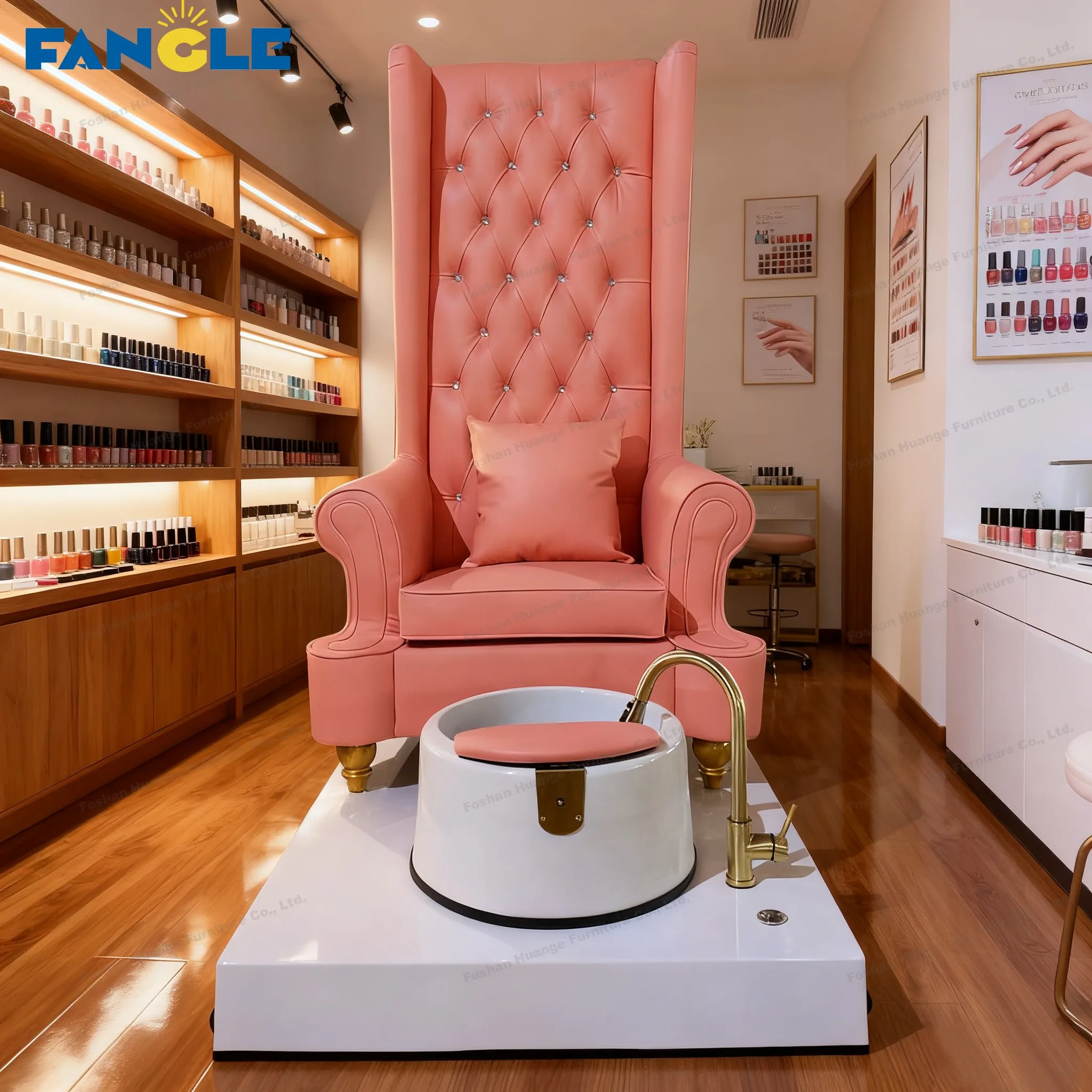 Modern Luxury Queen's Chair Nail Salon Furniture Pipeless Whirlpool Discharge Pump Foot Spa Massage Manicure Pedicure Chair