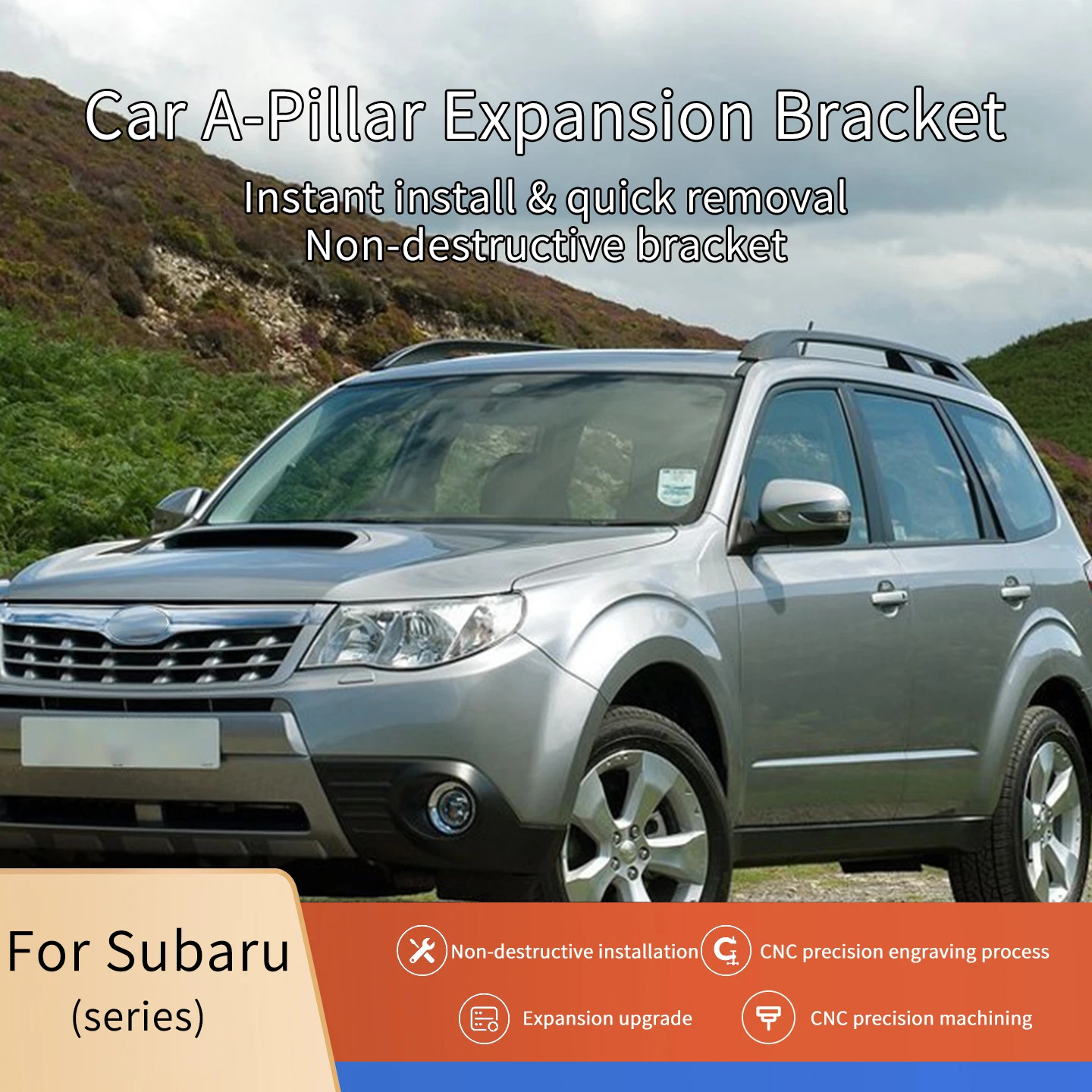 Quick-release A-pillar and hood expansion spotlight bracket for Subaru Forester SH (2009–2012 models) made of aluminum alloy