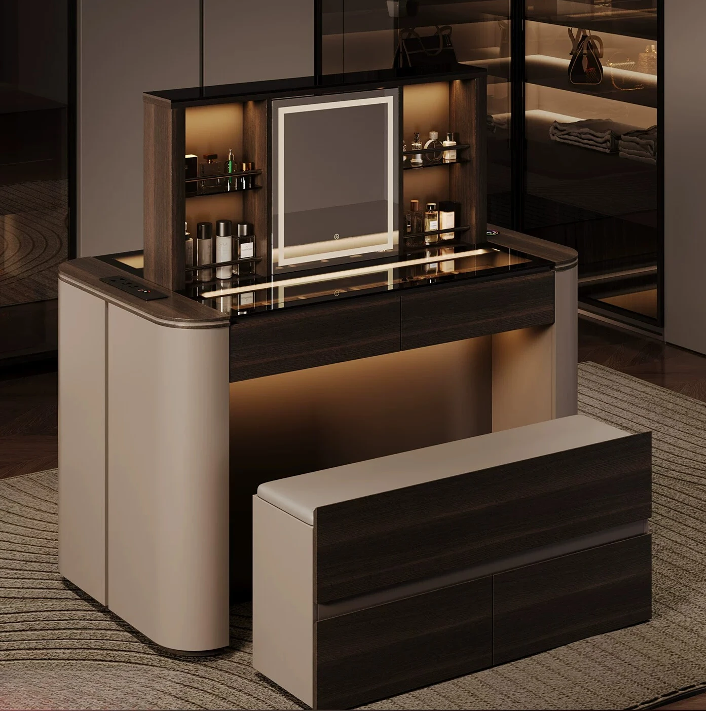 P6/29  minimalist cloakroom lifting middle island cabinet light luxury dresser integrated display storage cabinet