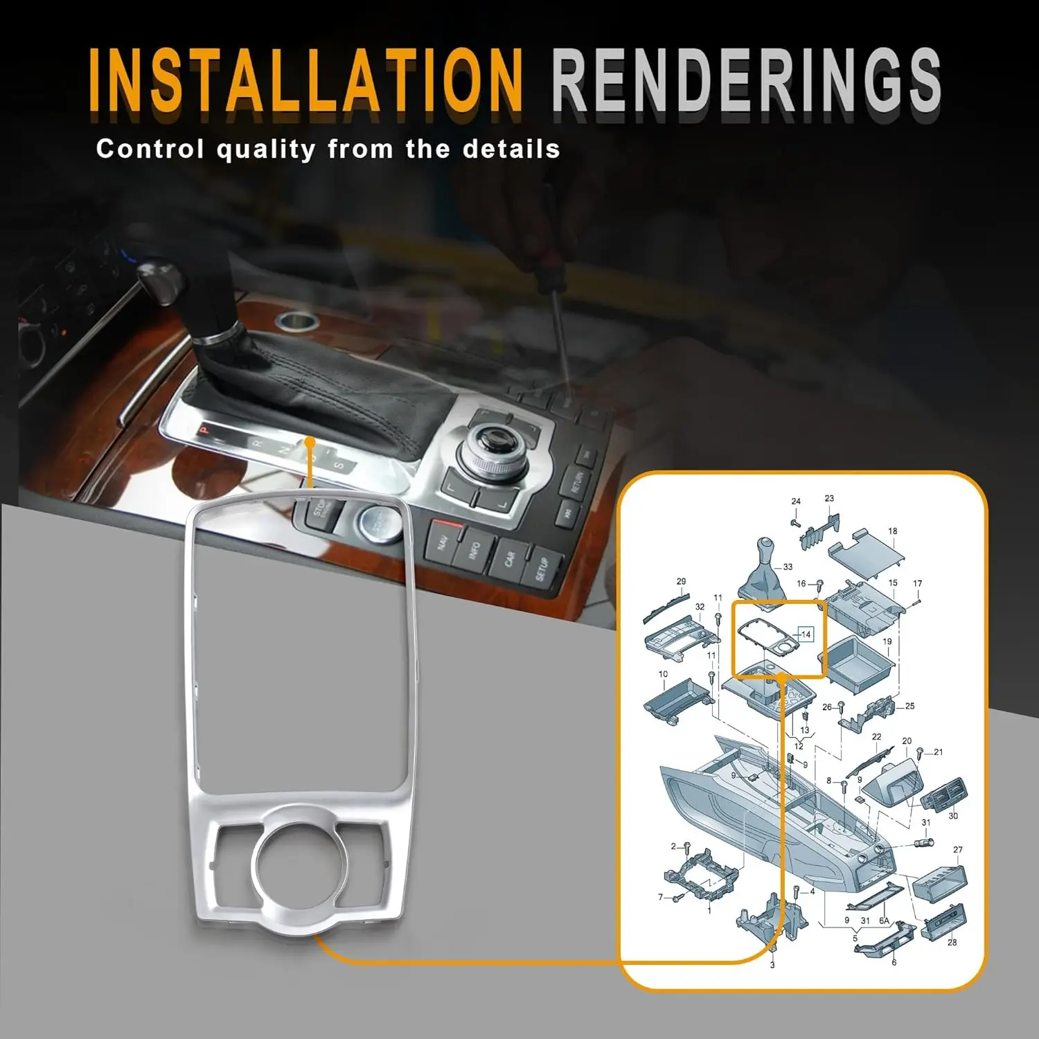 

4L0864260A 4L0864260 Накладка стопорной рамы центральной консоли, совместимая с Audi Q7 2007-2015 гг.