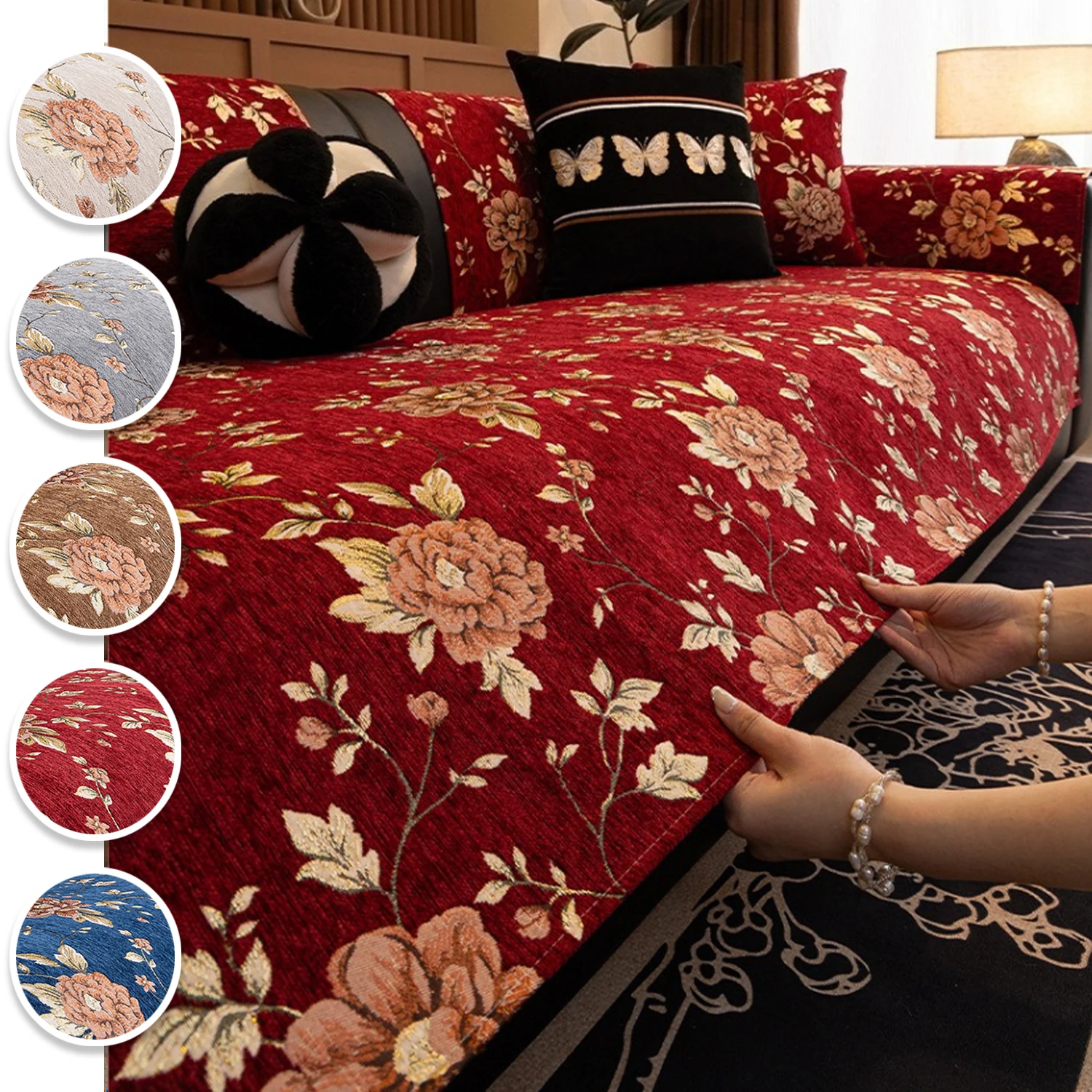 

1PC Chenille Universal Sofa Cover Non-Slip Combination Sofa Cushion L Shape Couch Towel for Living Room Protector fundas de sofa