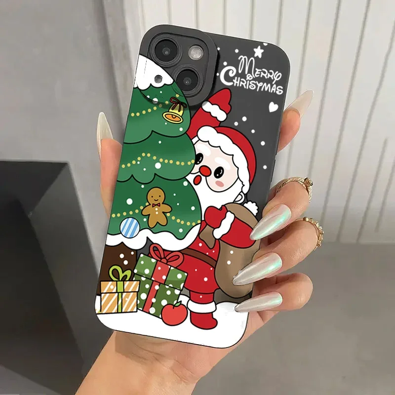 Shoockproof Christmas Santa Claus Phone Case For iPhone 16 15 Plus 14 13 12 Mini 11 Pro Max X XR XS 7 8 Plus SE2 Soft Cover