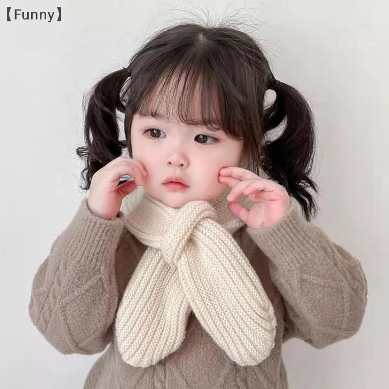 [مضحك] وشاح أطفال محبوك ناعم شتاء دافئ الرضع طفل الرقبة الدافئة الأطفال الصبي الأوشحة مريلة الطفل بلون منديل