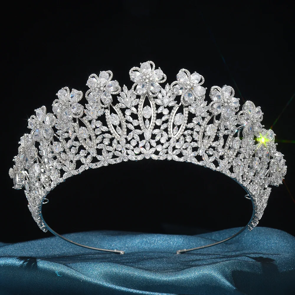 Creative New Bridal Flower Crown Full Cubic Zircon Hair Accessories Wedding Dress Crown 26873