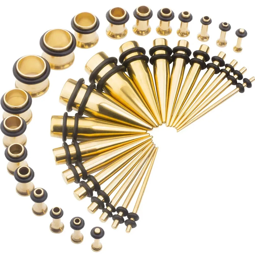 36Pcs/Lot Stainless Steel Ear Tapers Plugs Stretching Kit 14G-00G Ear Gauges Expander Set Body Piercings Oreja for Women Men