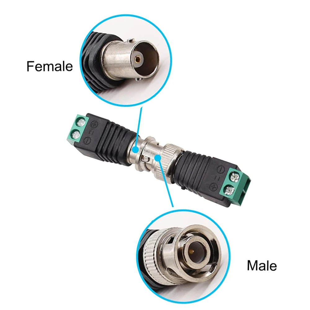 5 Pairs Screw Type BNC Male/Female Adapter Male Connectors and Solderless Female Video Balun Terminal Plug Connector
