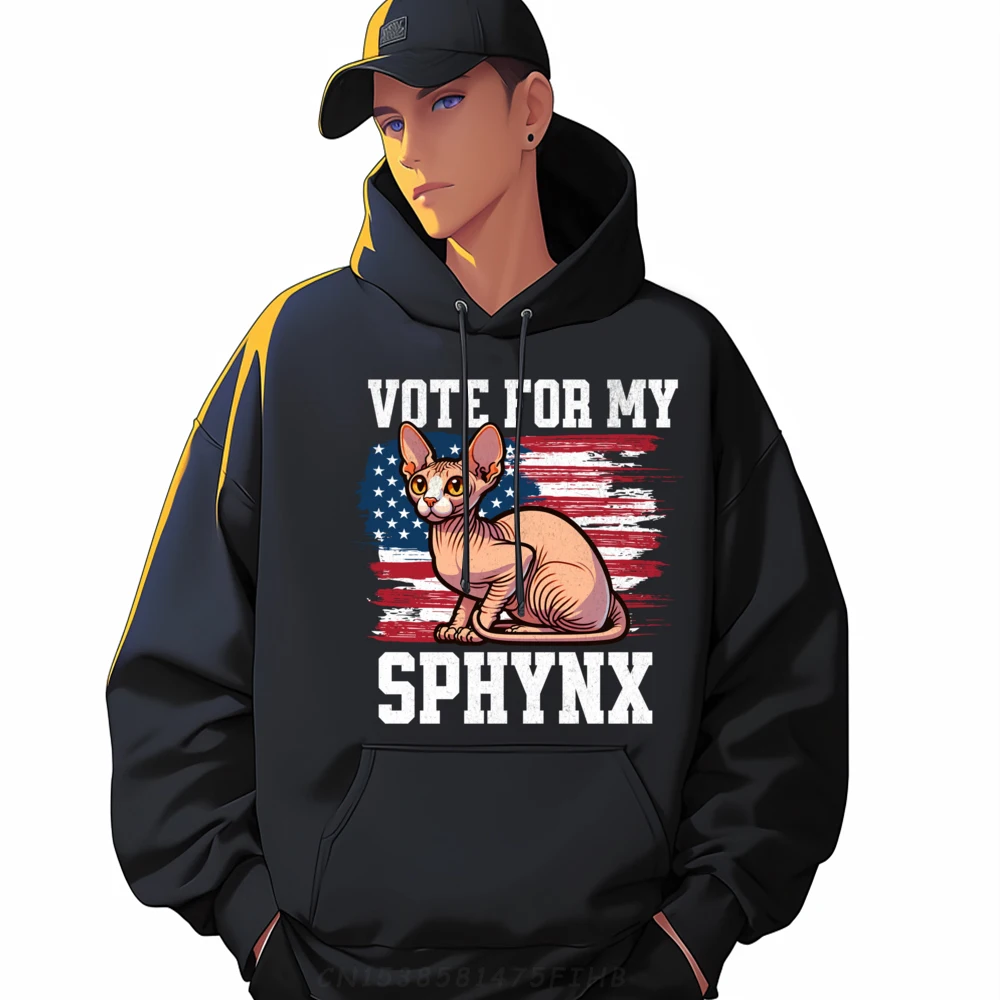 

Vote For My Sphynx Cat Funny Election Cat Graphic Pullover Hoodies Streetwear Men Christmas Sweater