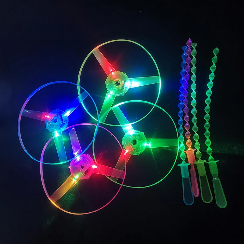 Disco volador de libélula de bambú con luz LED luminosa, juguetes voladores nocturnos al aire libre, accesorios de fiesta de cumpleaños para niños, regalos, 50, 30, 10, 5, 1PC