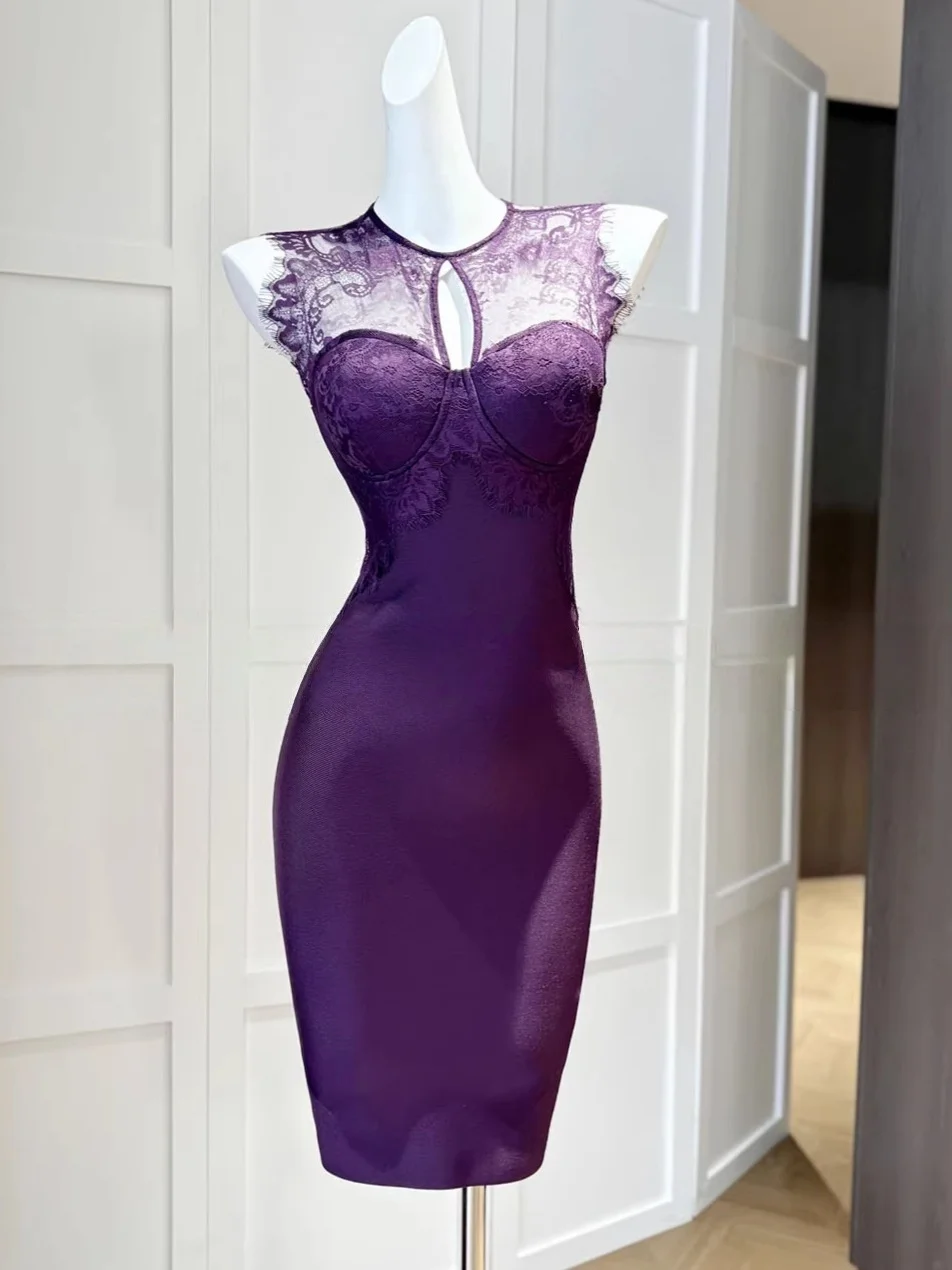 

Sexy Lace Svel Waist-Cinched Wrap Dr Skirt Sle High Waist Knitted Fabric Bodycon ort Dr for Women 8-25