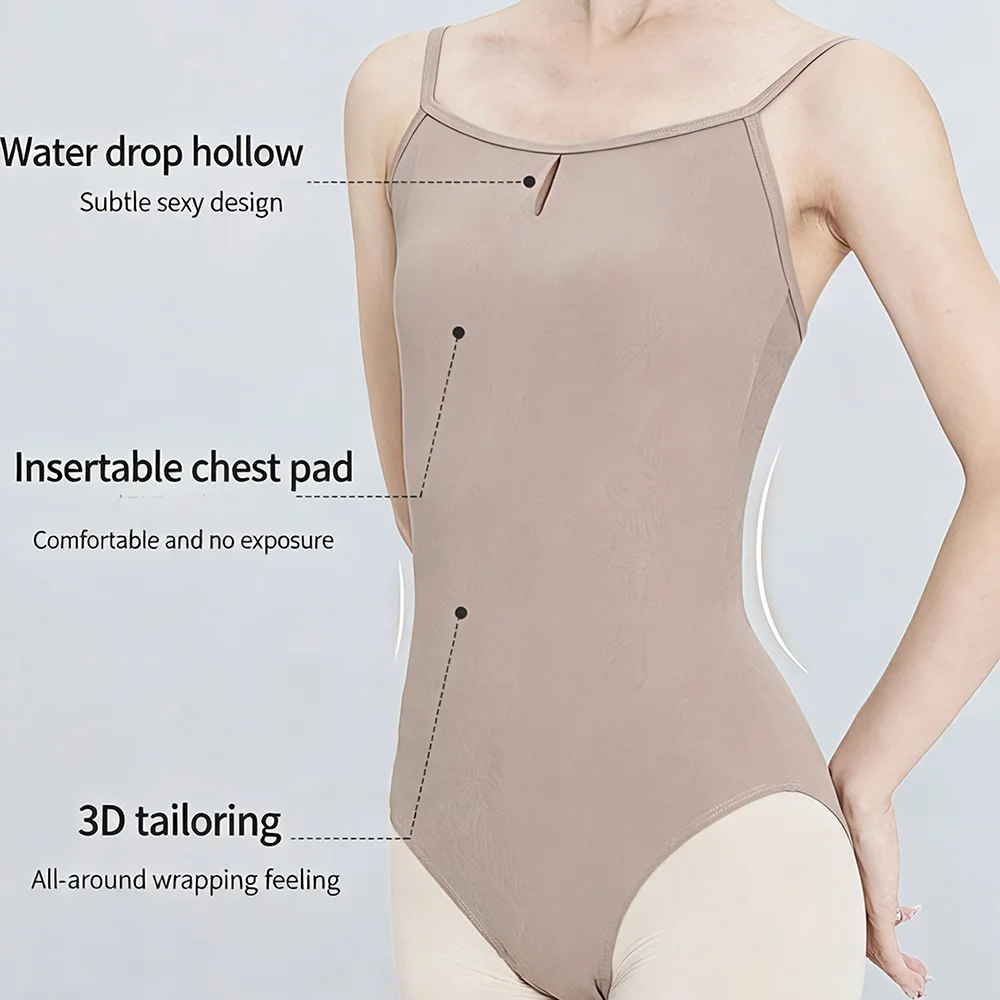 Women Camisole Ballet Leotard Cross Back Keyhole Neck Gymnastics Dancewear for Adult Training