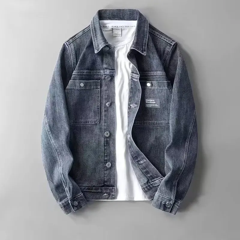 Retro Tooling Denim Jacket Men's Autumn and Winter Clothing Men Jacket
