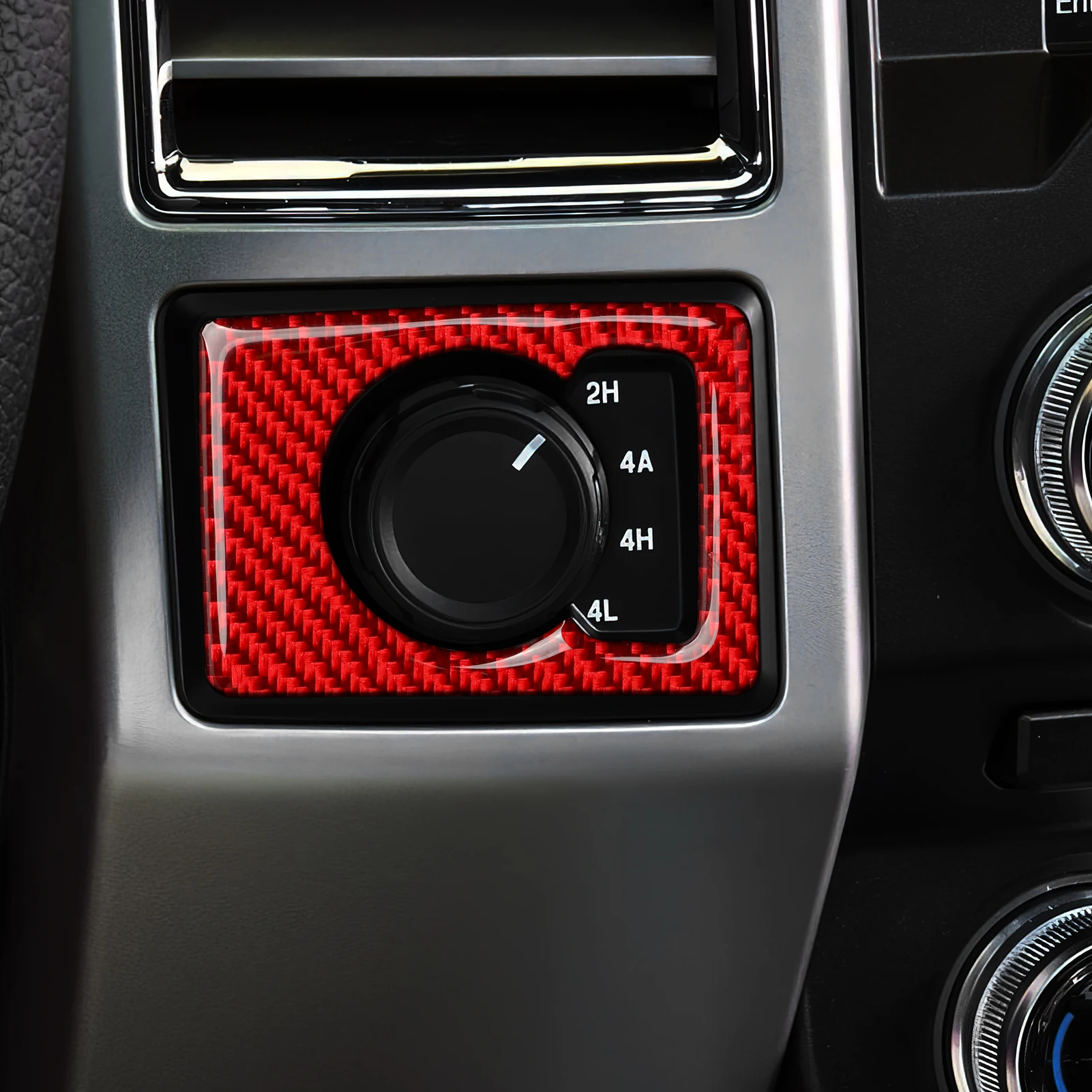 Red Carbon Fiber Sticker. Car Center Console 4WD Switch Panel. For Ford F-150 250 350 450 550 (2015-2022) Interior Accessories.