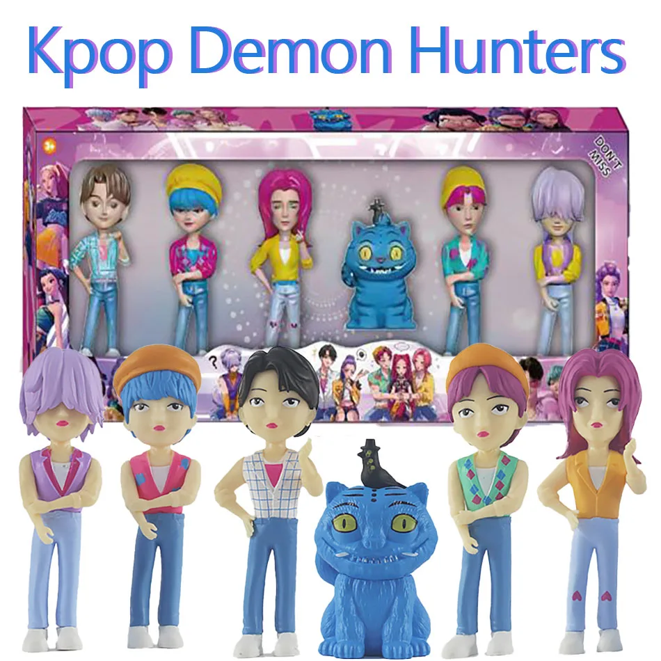 

2025 New KPop Devil Hunter Anime Doll Vinyl Toy Rumi Mira Zoi Character Vinyl Mask Set Clear Box Ornament Toy Birthday Gift