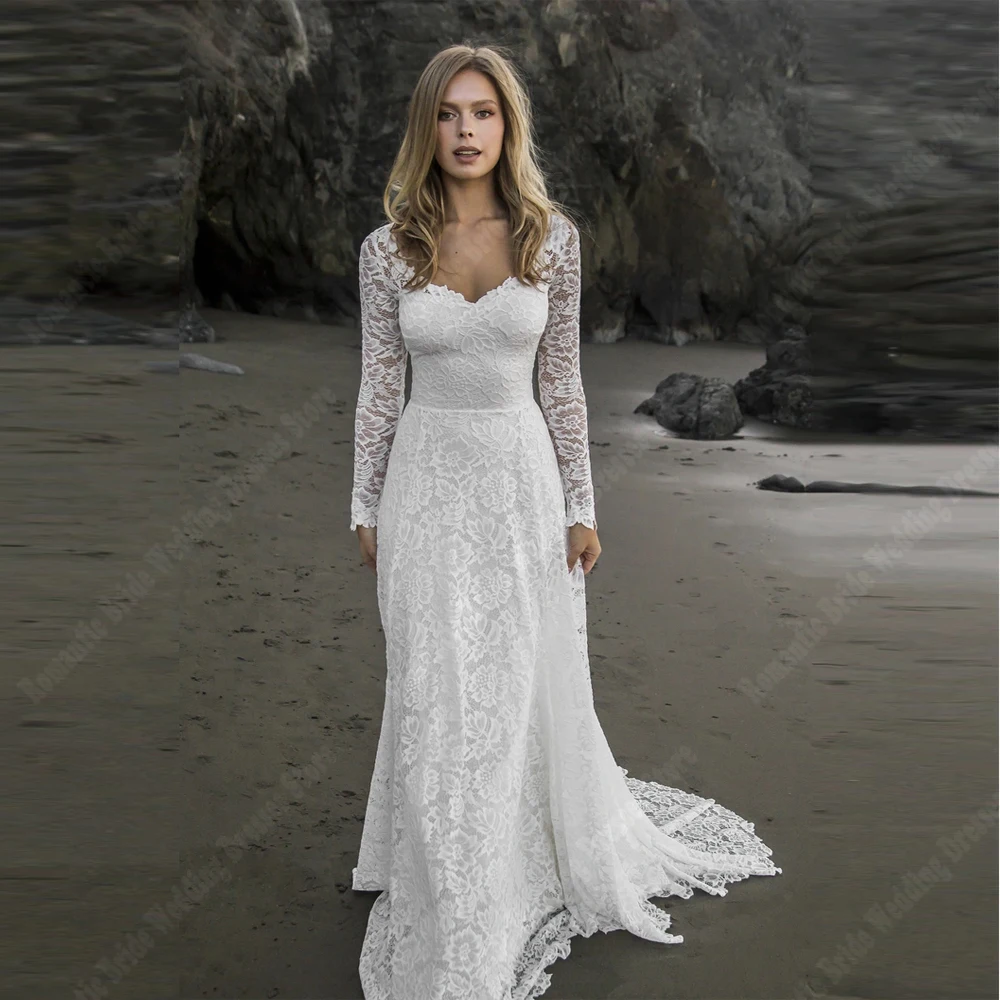 Sweetheart Collar A-Line Women Wedding Dresses Popular Lace Print Mopping Length Mermaid Engagement Ball Vestidos De Noives 2024