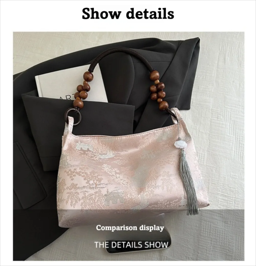 Bestickte Umhängetasche ​ Hasp Nähgarn Handwerk ​ ​ Ethnische Musterstickerei ​ ​ Handtasche im Nationalstil ​ Handtaschen mit Obergriff – Detail 7