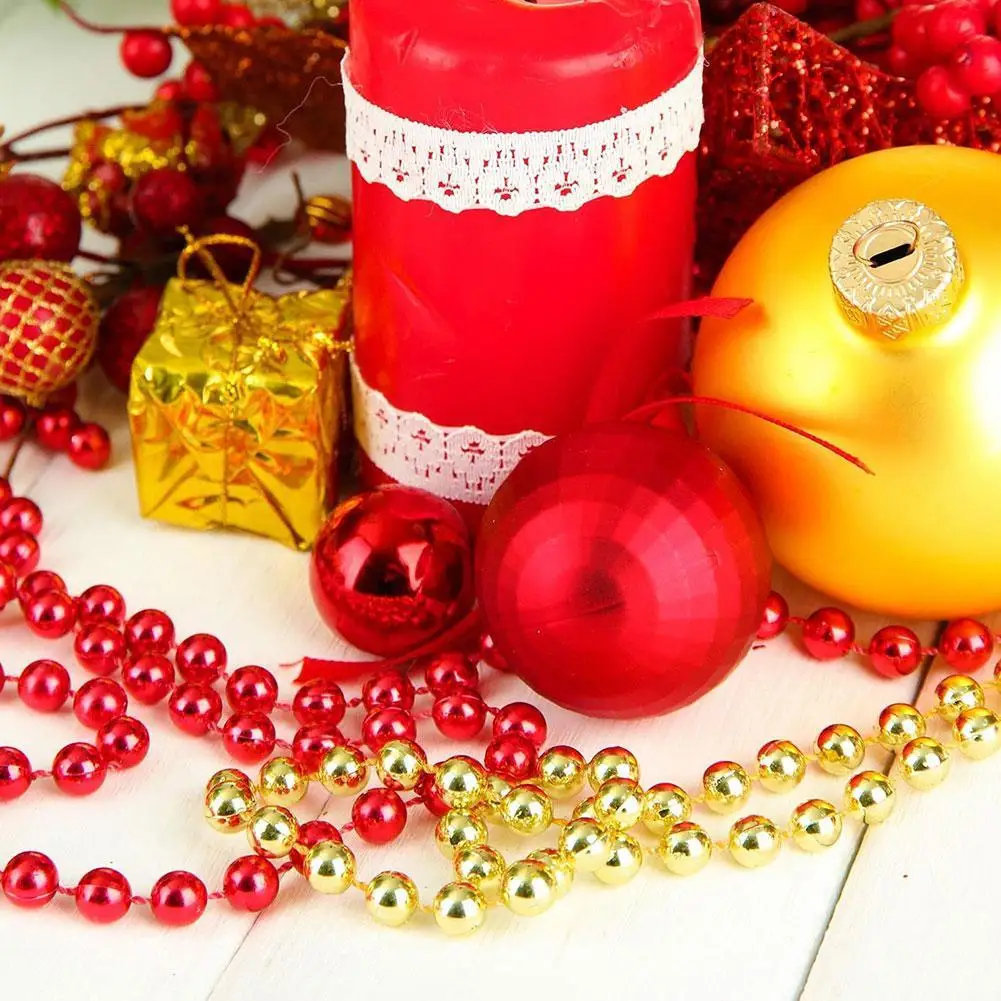 5 m/borsa Decorazione di nozze Catena di perline Perline in oro argento Ghirlanda Decorazioni per l'albero Appeso Ornamento di perle per la festa di Capodanno
