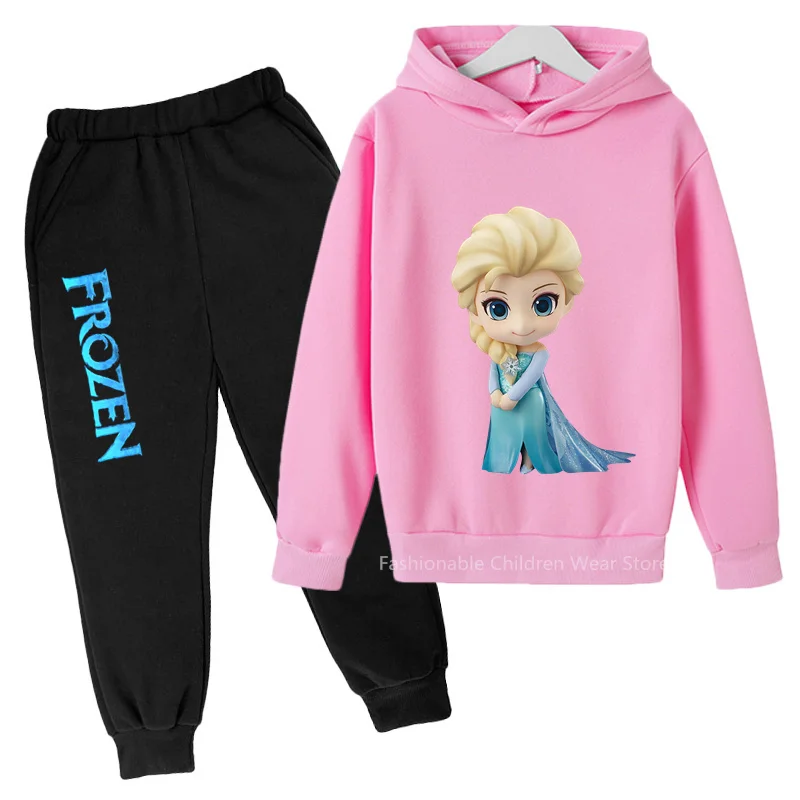 Stylish Disney Princess Hoodie & Joggers for Children - Autumn/Spring Cotton Look, Perfect for Boys & Girls in Korean Fashion