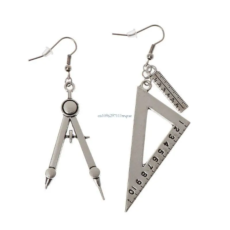 Unique Spoon Fork for Triangle Ruler Studs Earrings Birthday Gift for Family