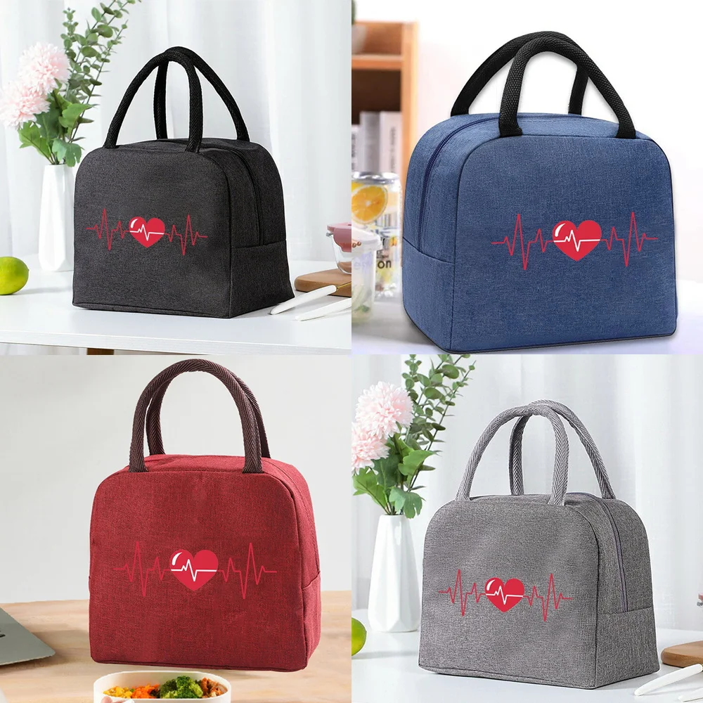 Lunch Insulated Bag for Kids Portable Meals Thermal Food Picnic Bags Handbags Organizern Heart Love Pattern Unisex Bag Tote