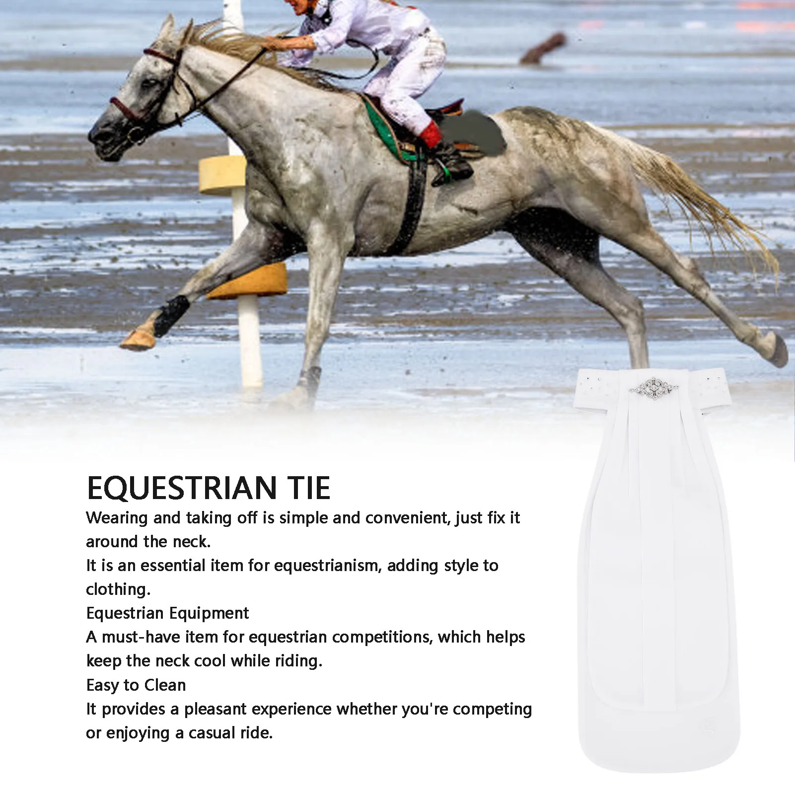 Krawat do jazdy konnej dla dorosłych, ozdobny kołnierzyk do zawodów jeździeckich, klasyczny design, krawat do jazdy konnej dla dorosłych.