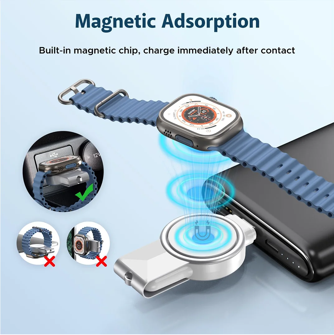 Watch Wireless Charger For Galaxy Watch3/4/5/6/7/8/9 FE Active1/2 Ultra1/2 Type-A Type-C Dock Station Charger Compact Design