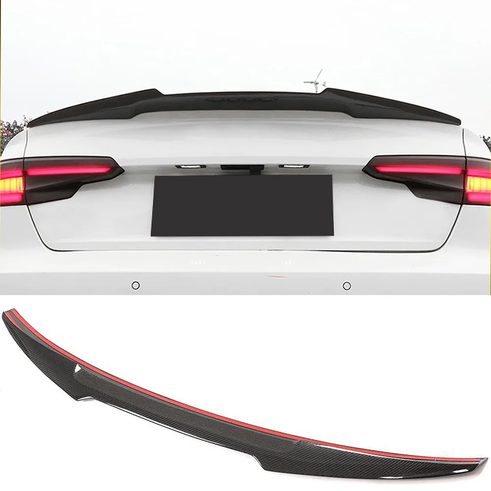 Car Rear Trunk Boot Lip Wing Spoiler Lid For Audi A4 B9 Sline S4 2017 2018 2019 Rear Trunk Spoiler Wing Tail Wing Carbon Fiber