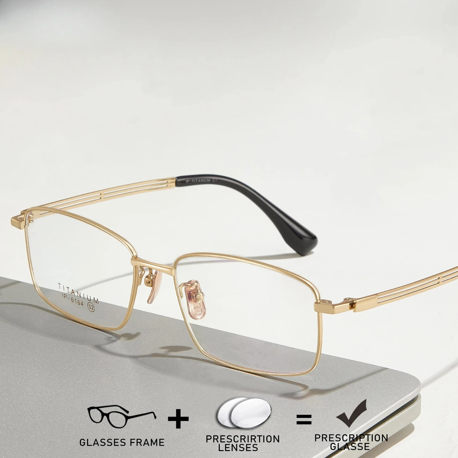 KUXA Pure Titanium Men's Glasse Gold Optical Frame With Prescription Lenses Progressive Vision Myopia Hyperopia Quality Eyewear