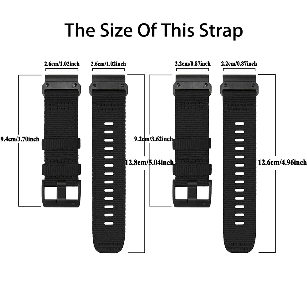 Płócienny pasek QuickFit 22mm/26mm do Garmin Fenix 8 7 7X pro 6 6X Epix pro 2 5 5X plus Descent G1 mk3i 965 955 Bransoletka z paskiem