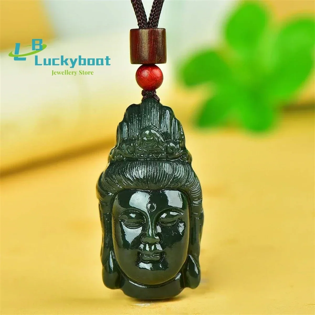 Natural Hetian Qingyu Guanyin Head Pendant Simple and Personalized Exquisite Fashion Versatile for Men and Women