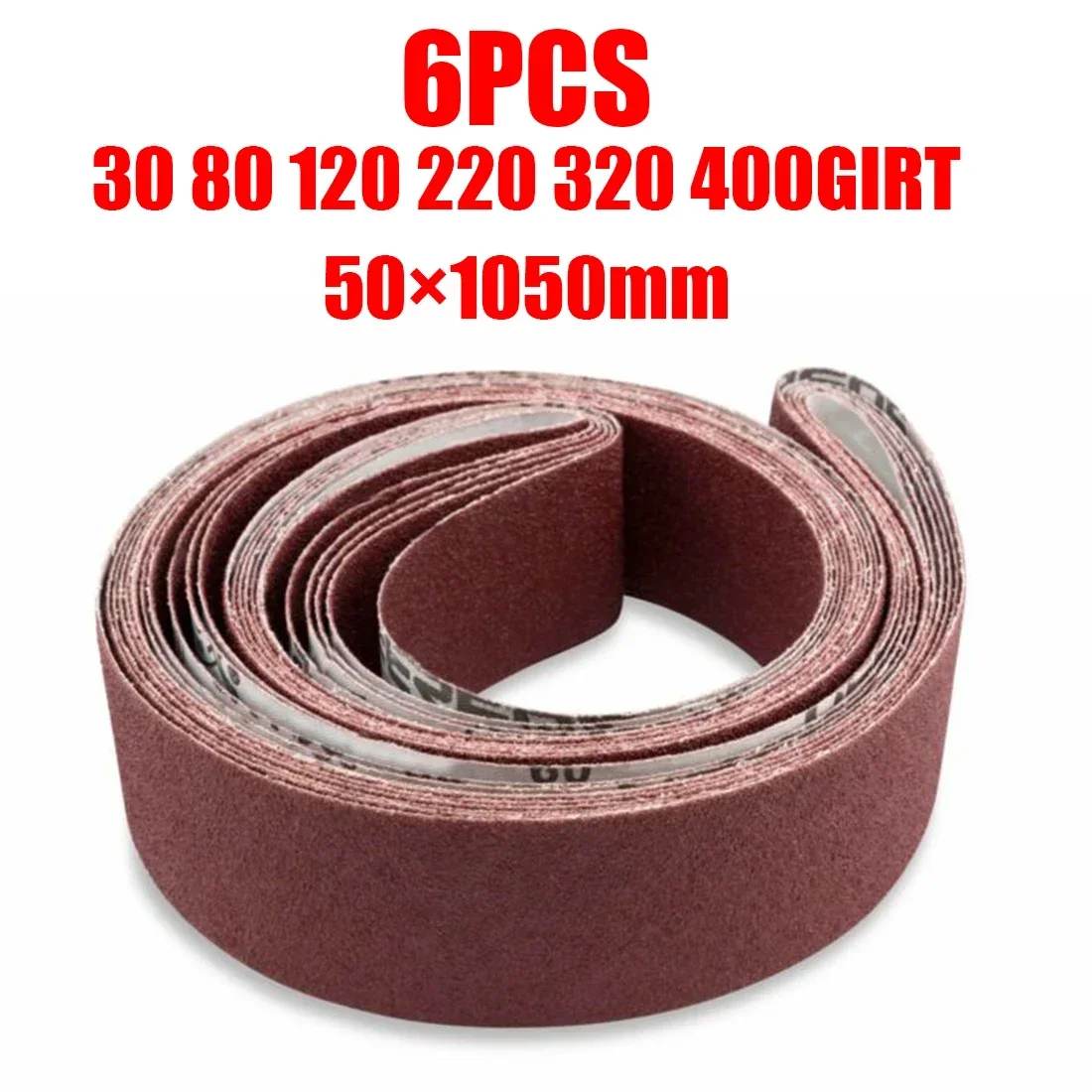 60 / 80 / 120 / 220 / 320 / 400 grit Abrasive belt Accessory Flexible Sanding belts Multipurpose Assortment Alumina 6pcs/set