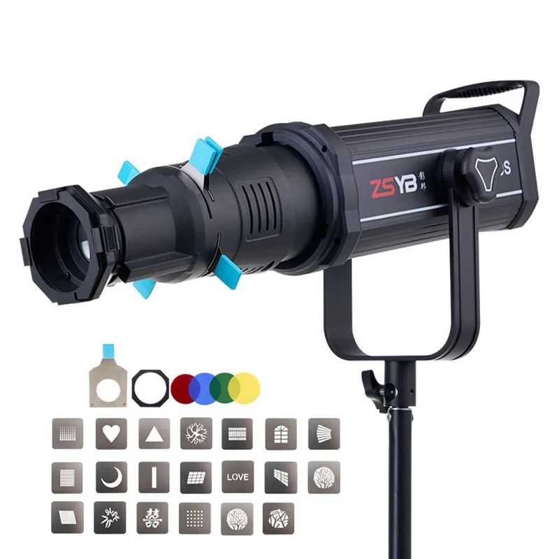 

Bowens Mount Projector Attachment Spotlight Conical Optical Snoot Kit for Flash Speedlite With 4 Color Filters and 20 Gobos