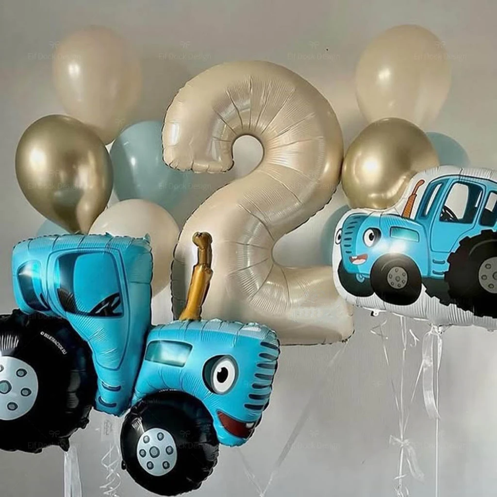 14 stücke Bauernhof Thema Große Traktor Folienballon Set Cremige Zahl Folienballon Geburtstag Party Dekoration Lieferungen Baby Dusche Geschenke